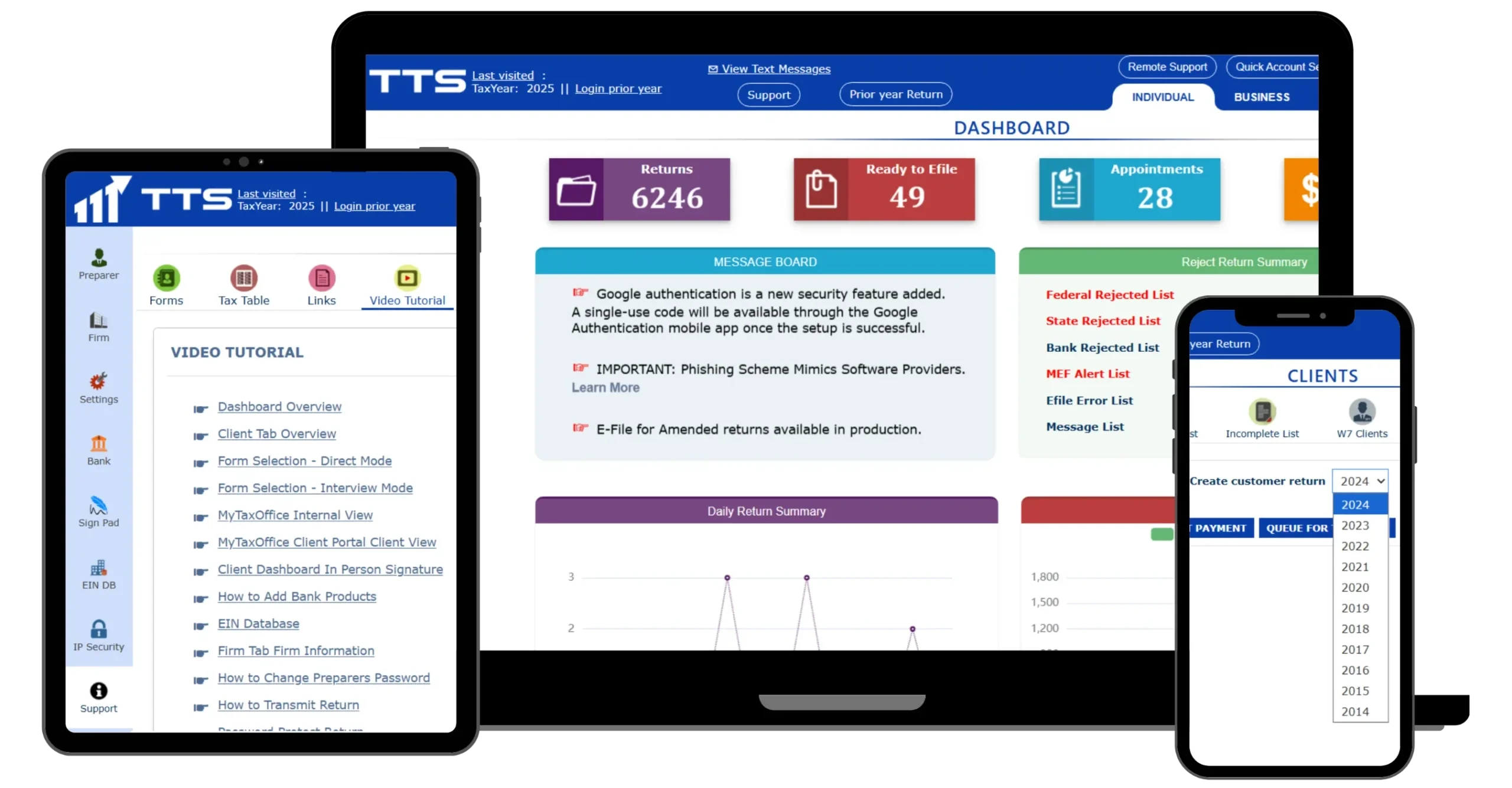 TTS Tax Software Dashboard